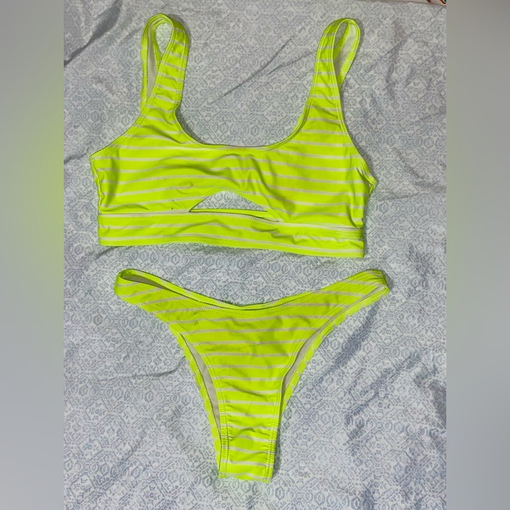 SHEIN Neon Striped Bikini Set medium